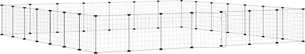 vidaXL Cușcă animale de companie cu ușă 28 panouri negru 35x35 cm oțel