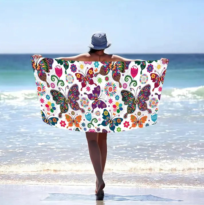 Prosop de plajă cu fluturi colorați Lățime: 100 cm | Lungime: 180 cm