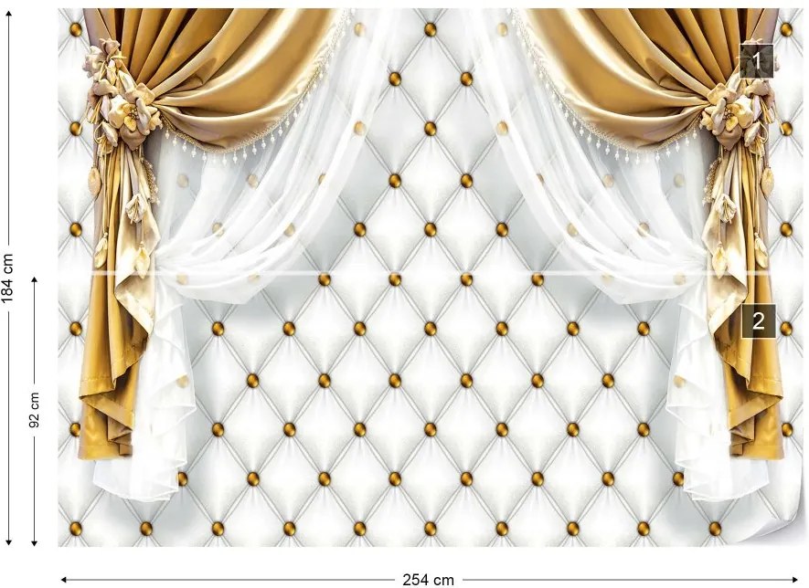 Fototapet GLIX - Golden Curtains Luxury Effect  + adeziv GRATUIT Tapet nețesute - 254x184 cm