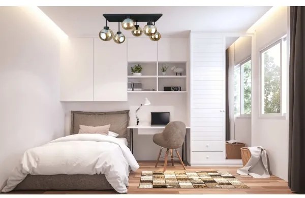 Lustră aplicată DEA 6xE14/60W/230V negru/bej fumuriu