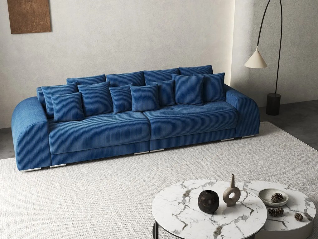 Canapea extensibilă dumonde cu 2 lăzi de depozitare si sezut confortabil din spuma high-density, Verona Zoom Blue 310x100 cm
