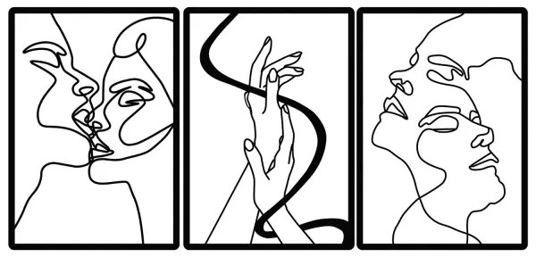 SET 3x decorațiune de perete 109x50 cm metal dragoste