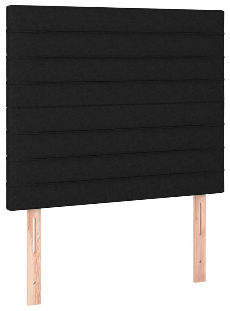 Cadru de pat cu tablie, negru, 80x200 cm, textil Negru, 80 x 200 cm, Benzi orizontale