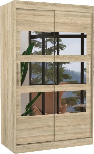 Dulap cu usi glisante si oglinda 120x200 cm, Kolorado, ADRK Furniture (Culoare: Negru)