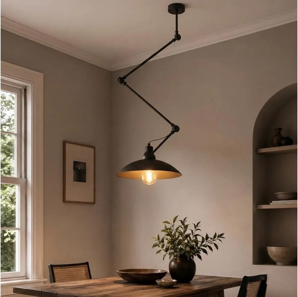 Brilagi - Lustră LED pe tijă IRONBEAM 1xE27/60W/230V neagră