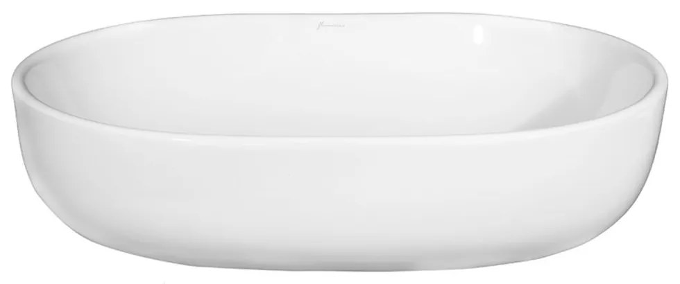 Lavoar pe blat alb lucios 60 cm, oval, Fluminia Odera