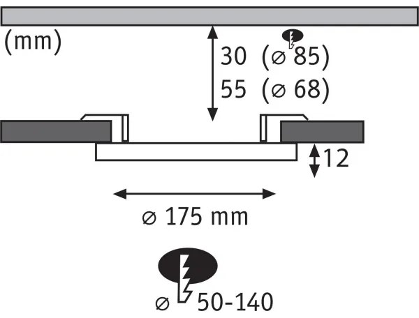 Paulmann 79965 - Spot încastrat AREO LED 13 W, IP44, compatibil cu dimmer, pentru baie, 230 V