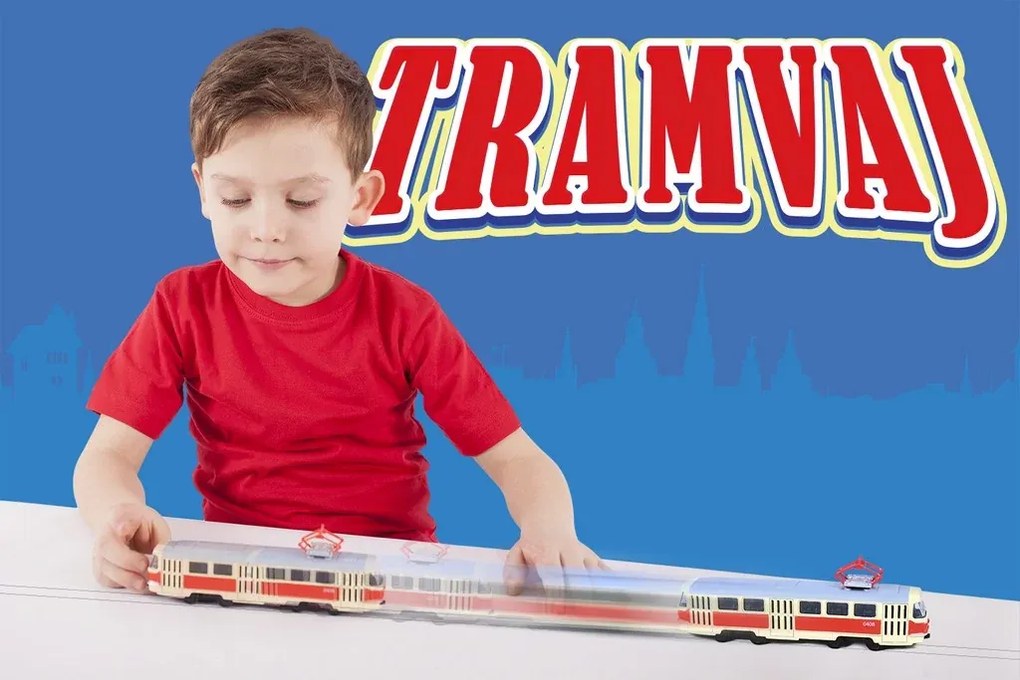 Tramvai unic din metalic Tatra T3, 16cm - cu tragere