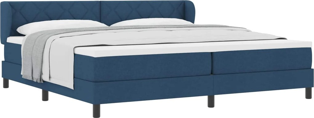 vidaXL Pat cu arcuri cu saltea albastru 200 x 200 cm țesătură