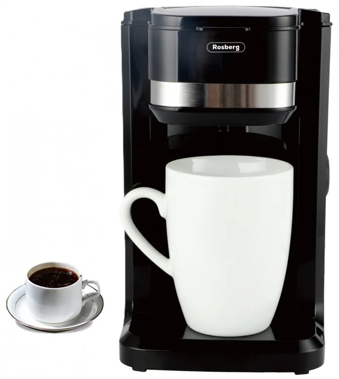 Cafetiera Rosberg R51170D, 350W, 150 ml, Cana, Oprire automata, Negru