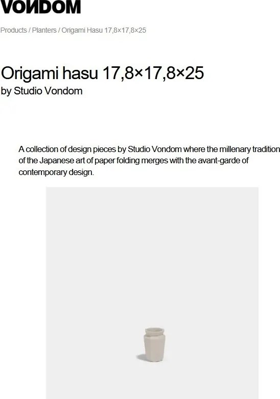 Ghiveci plante design decorativ modern exterior/interior ORIGAMI Hasu 17,8×17,8×25cm