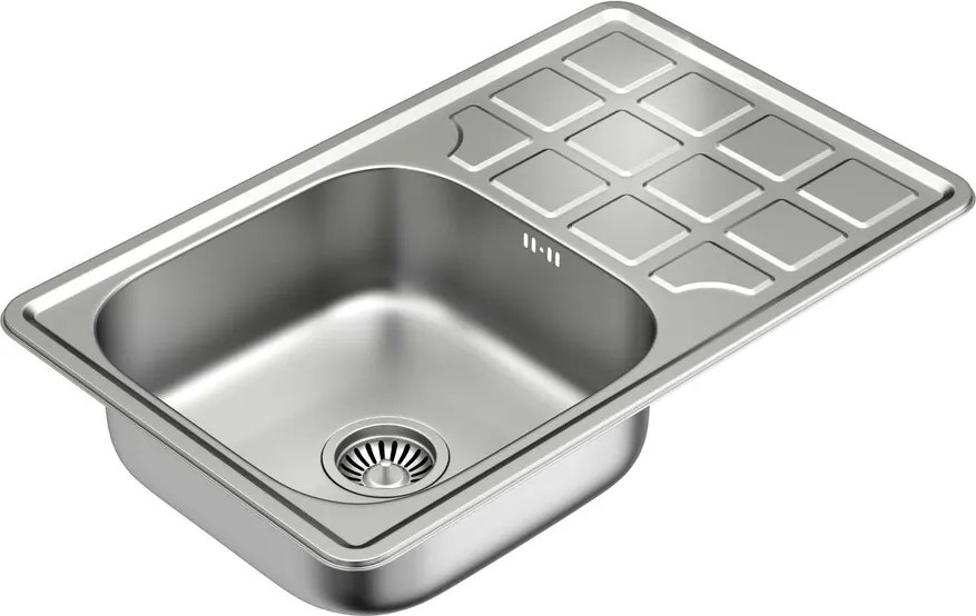 Chiuveta inox Quadron Louis 111 cu o cuva cu picurator finisaj inox texturat 47x48 cm