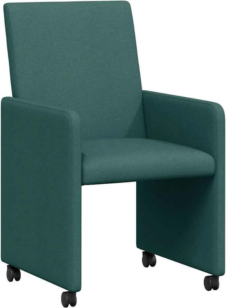 vidaXL Scaune de dining cu roți 2 pcs Verde închis 57 x 66 x 94 cm