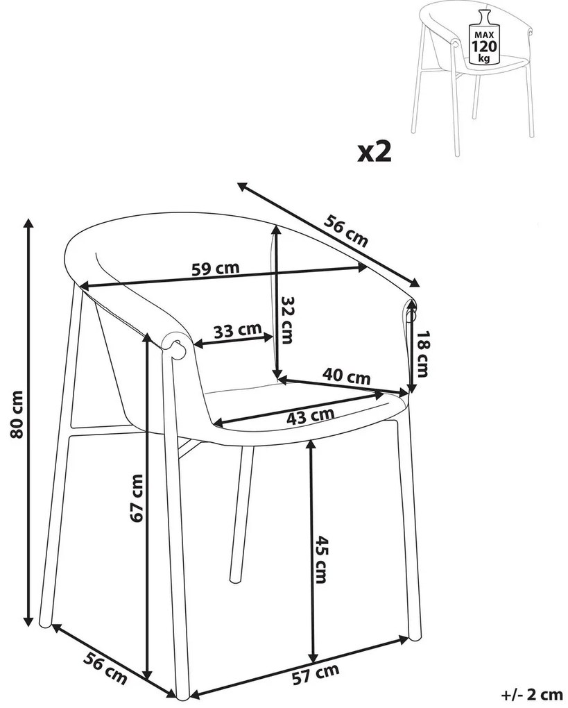 Set 2 buc scaun tip bar Anja (bej). 1077508
