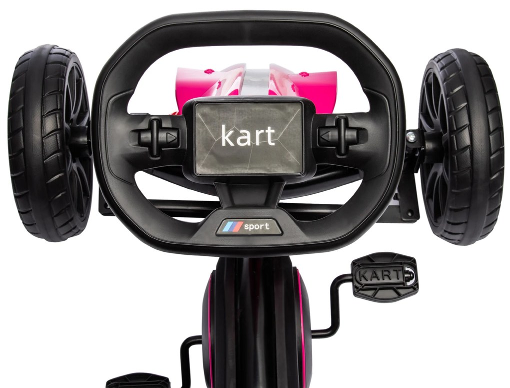 HOMCOM Go-Kart, vehicul pentru copii cu scaun reglabil, vehicul pe pedale, kart cu frână de mână, 3-8 ani, în aer liber, Roz | Aosom Romania