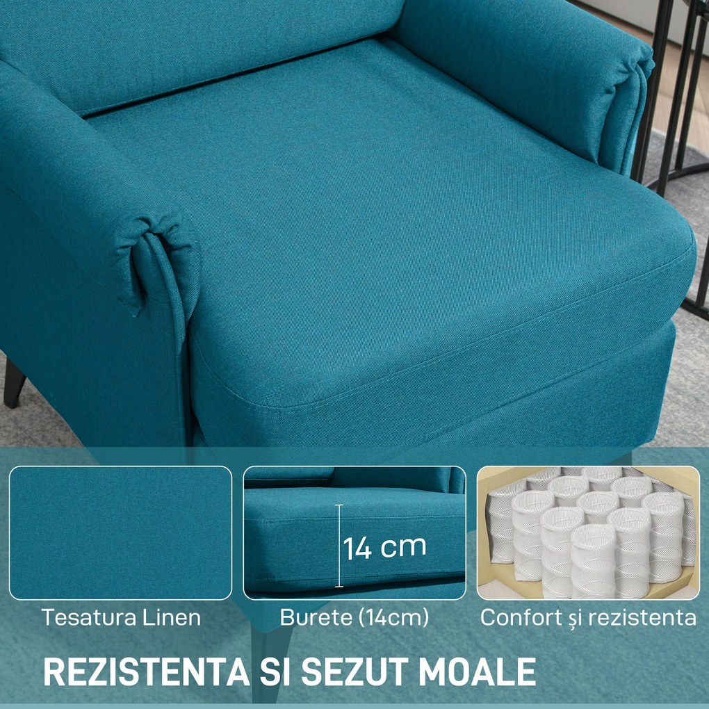 HOMCOM Fotoliu Modern Fotoliu Confortabil pentru Semineu Scaun de Efect din Panza pentru Camera de Zi Dormitor Biroul de Acasa Verde fotoliu pentru oaspeți sufragerie camera de zi dormitor dormitor interior casă | Aosom Romania