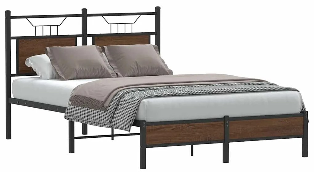 vidaXL Cadru pat fără saltea stejar maro 120x190 cm, lemn prelucrat
