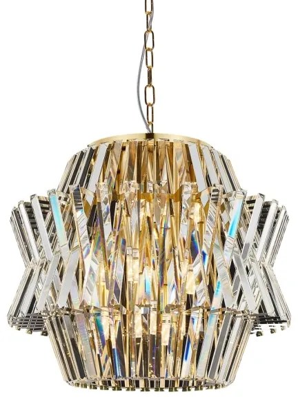 Lustră de cristal pe lanț CROWN 12xE14/40W/230V auriu