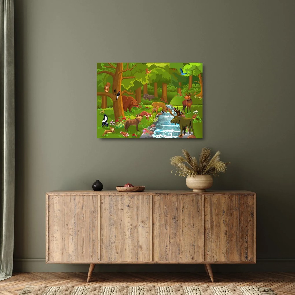 Tablou pe sticlă pentru copii cu animale (70x50 cm)