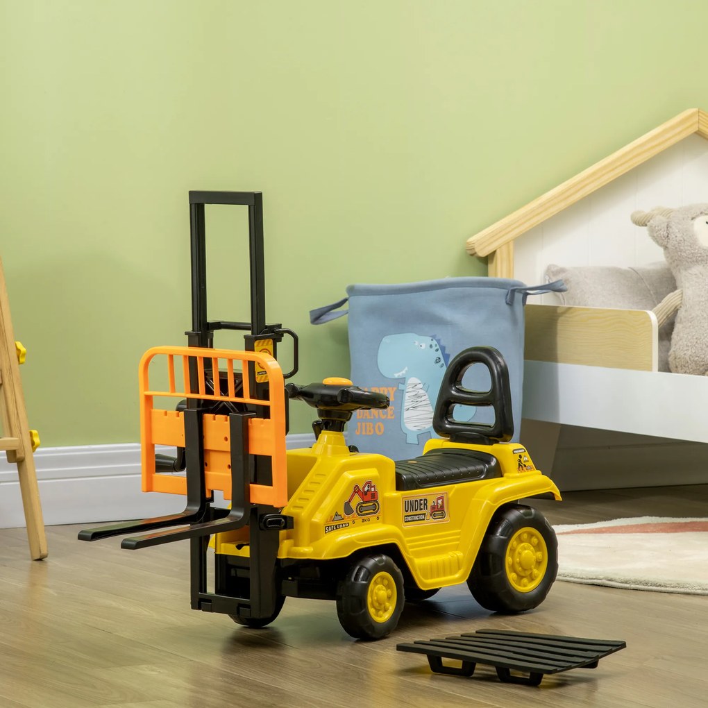 HOMCOM Tractor Jucărie pentru Copii cu Spațiu de Depozitare Sub Scaun, Roți cu Bandă de Rulare, Design Realist, Verde și Negru | Aosom Romania