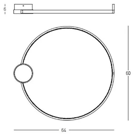 Lustra aplicata LED design inelar Ring auriu, 60cm