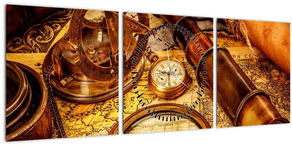 Tablou - uneltele itorice ale marinarior (cu ceas) (90x30 cm)