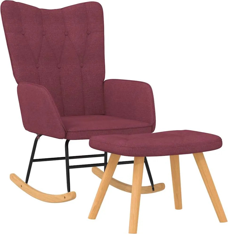 vidaXL Scaun balansoar cu taburet, roșu vin, textil