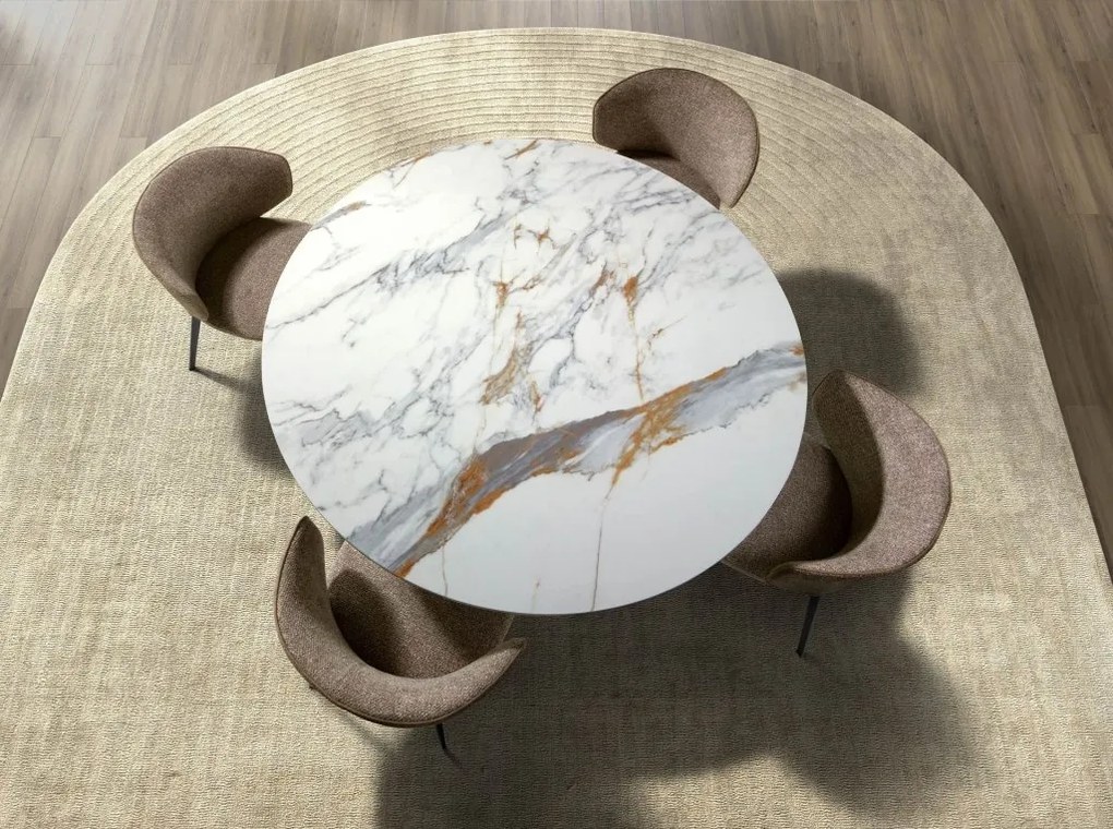 Masa rotunda design LUX Porcelain Marble 140cm