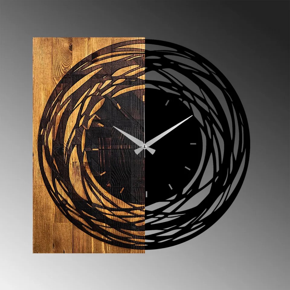 Ceas Decorativ de Perete Wooden Clock 39, Lemn / Metal