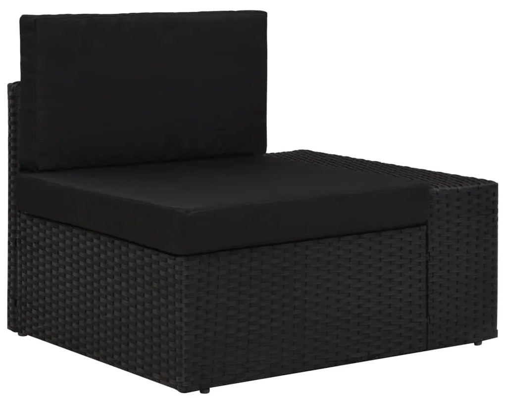 vidaXL Canapea de colț modulară cu cotieră stânga, negru, poliratan