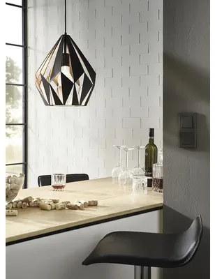 Pendul Carlton1 E27 max. 1x60W, negru/cupru