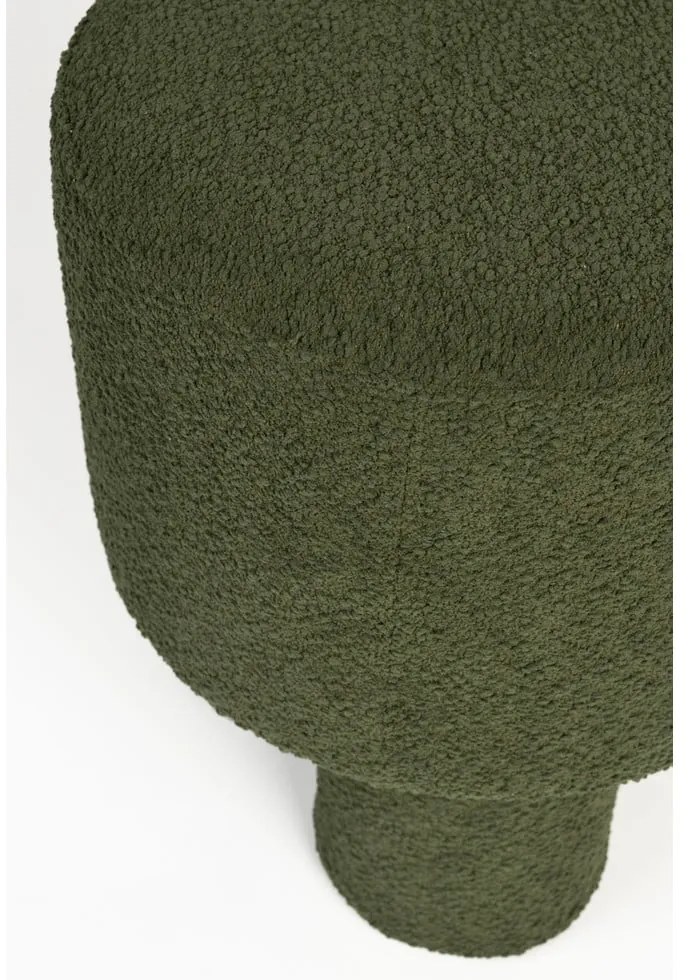 Taburet verde cu tapițerie din țesătură bouclé Marcos – White Label