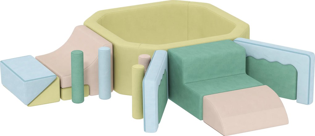 AIYAPLAY Circuit motricitate bebeluși modul motricitate bebeluși cu piscină de bile husă lavabilă 160 x 137,5 x 30 cm multicolor | Aosom Romania