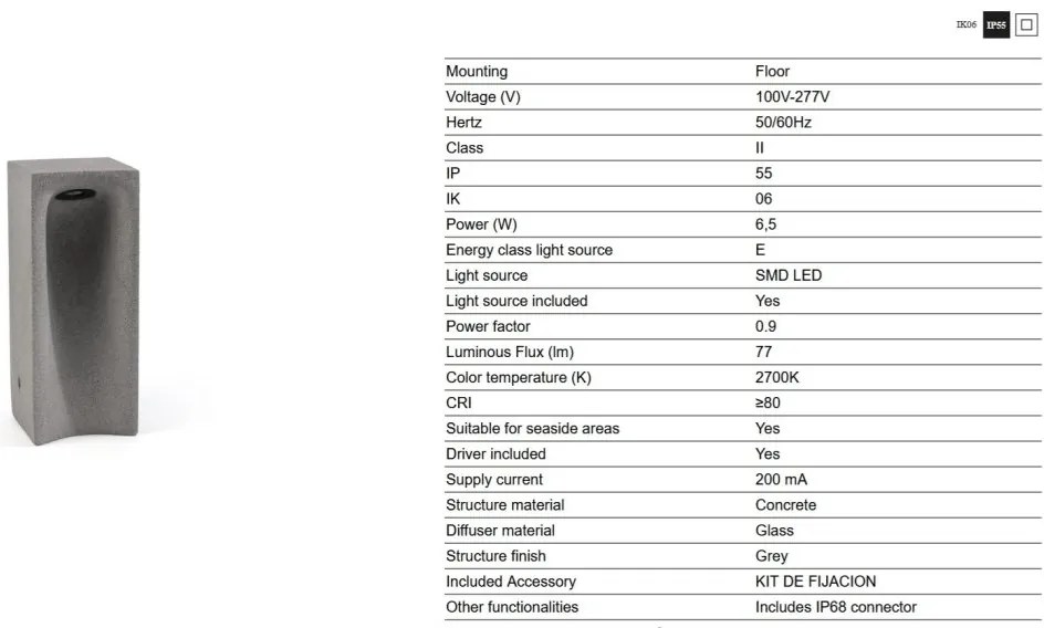 Stalp LED iluminat exterior IP55 GROT 2700K H-40cm gri