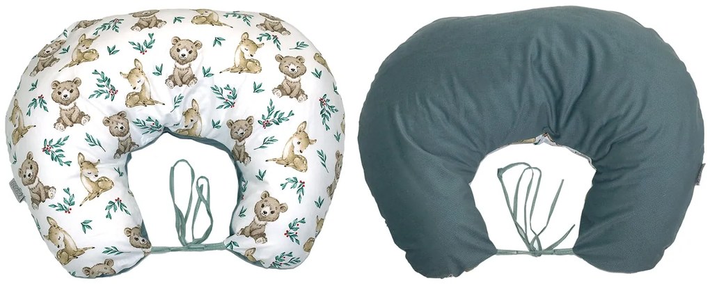 Perna pentru gravide si alaptare, husa detasabila cu fata dubla, bumbac si catifea, si umplutura antialergica BabySoft  , Teddy Khaki, Amy