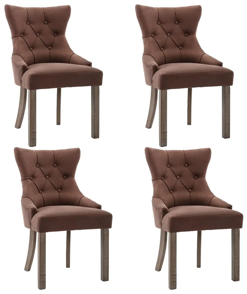 3058301 vidaXL Scaune de bucătărie, 4 buc., maro, material textil