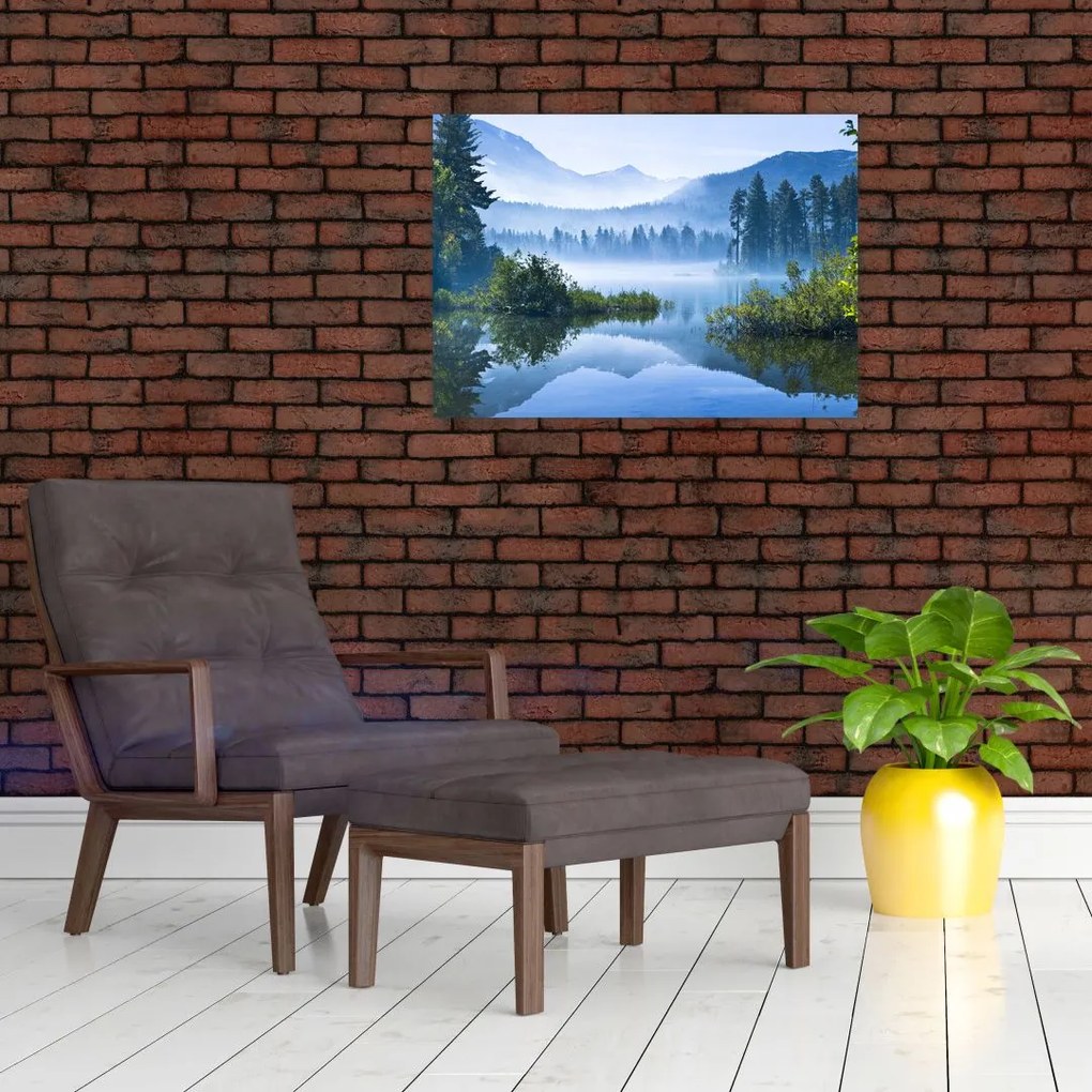 Tablou pe sticlă cu lac montan (70x50 cm)