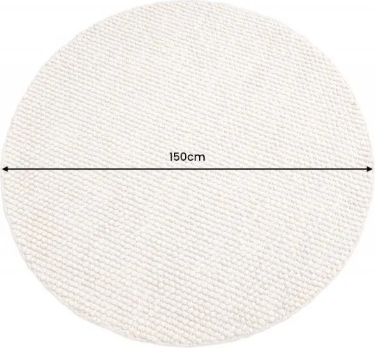 Covor rotund realizat manual Wool 150cm, bej