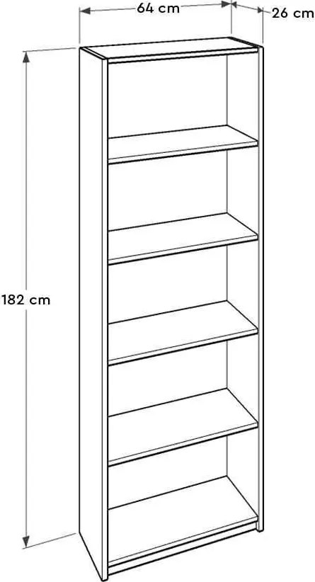 Biblioteca Adore Modern, 5 rafturi, 64x182x26 cm