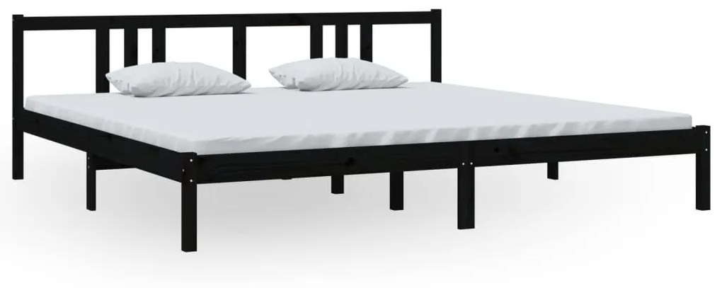 814908 vidaXL Cadru de pat, negru, 200x200 cm, lemn masiv de pin