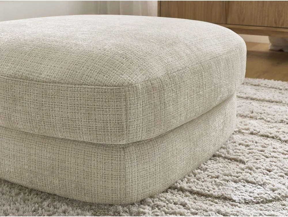 Taburet bej cu tapițerie din chenille Leonore – Bobochic Paris