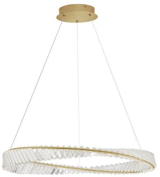 Lustra LED suspendata , dimabila, cristal design elegant AURELIA auriu 80cm