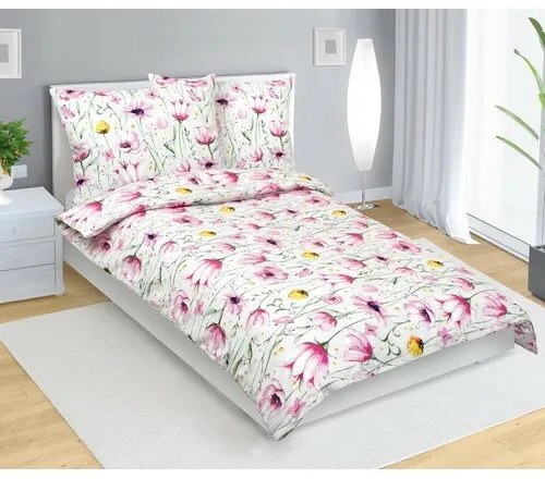 Bellatex Lenjerie de pat din bumbac Louka roz,verde, 140 x 200 cm, 70 x 90 cm