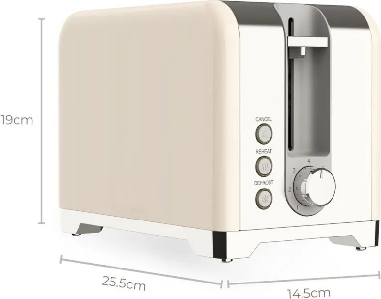 Prajitor de paine Swiss Haus SH-TO2020, 900 W, 7 niveluri de prajire, Dezghetare, Reincalzire, Oprire automata, Semnal sonor, Crem