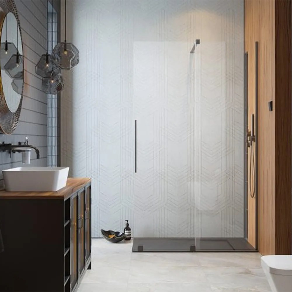 Paravan de dus tip Walk-in Radaway Furo GunMetal periat-transparent 100 cm sticla securizata 8 mm dreapta