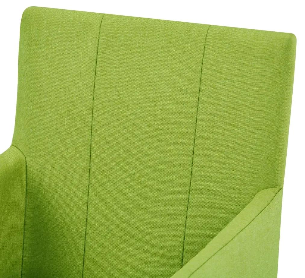 Scaune de bucatarie cu brate, 2 buc., verde, material textil 2, Verde