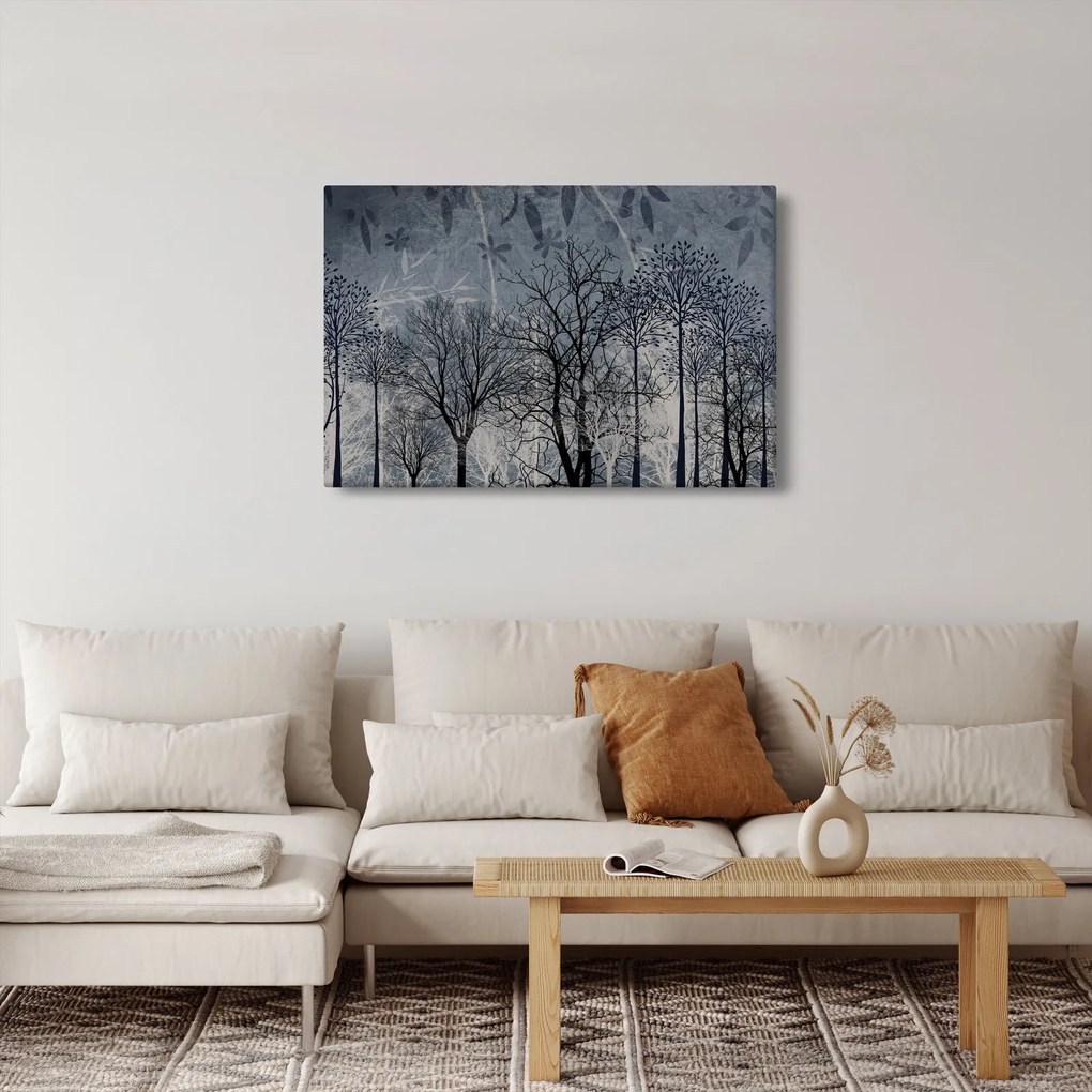 Tablou - Siluetă copac și frunze (90x60 cm)