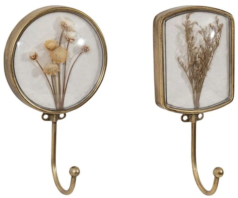 Set 2 cuiere din metal si plastic, 1 agatatoare, Floral