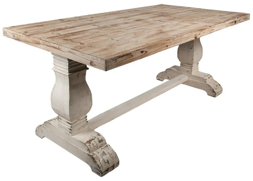 Masă de dining shabby chic, cu finisaj alb antichizat, Belle Époque