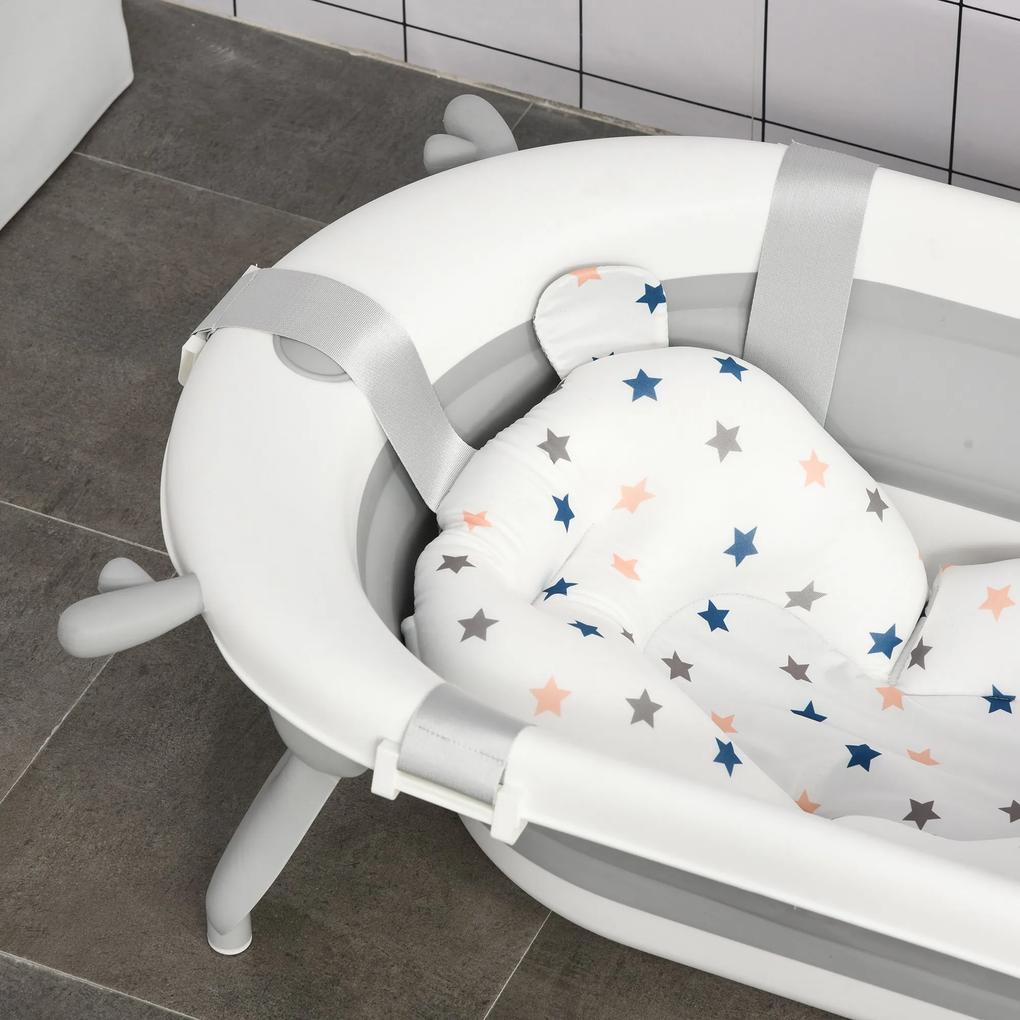 Cadita de baie pentru copii, capacitate 30 litri, pliabila, cu perna, 81.5x50.5x23.5cm, alba HOMCOM | Aosom RO